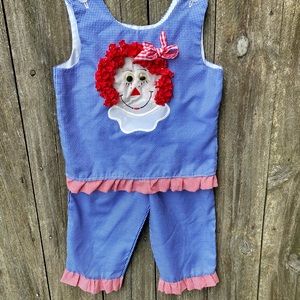 Boutique girls’ size 6 Raggedy Ann top and pants set